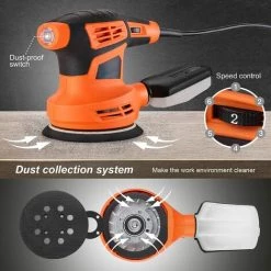 GIZCAM Ponceuse Excentrique 280W, 10 * 125mm Disques Abrasifs (80 Grains) Et 3 Accessoires De Polissage (tissu Microfibre, éponge Et Laine) Inclus -Ponceuse et polisseuse Soldes 65919381 3