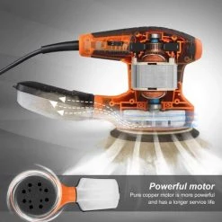 GIZCAM Ponceuse Excentrique 280W, 10 * 125mm Disques Abrasifs (80 Grains) Et 3 Accessoires De Polissage (tissu Microfibre, éponge Et Laine) Inclus -Ponceuse et polisseuse Soldes 65919381 4