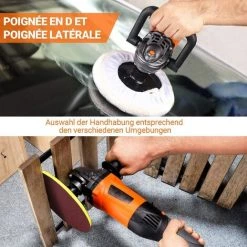 GIZCAM Polisseuse Excentrique 180mm 1200W Convient Au Polissage Des Voitures, Bateaux, Meubles -Ponceuse et polisseuse Soldes 65919384 5