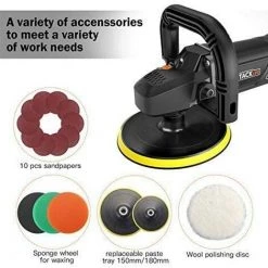 GIZCAM Polisseuse Excentrique 1500W. 180/150 MM Tampon De Polissage, 6 Vitesse Variable -Ponceuse et polisseuse Soldes 65919431 5