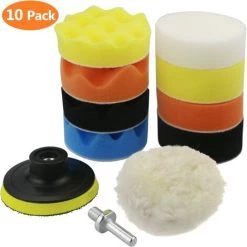 OCXIN Lot De 8 Tampons De Polissage Pour éponge Et Laine De Polissage Pour Machine à Polir, Adaptateur Pour Perceuse à Fourrure, Capuchon De Polissage