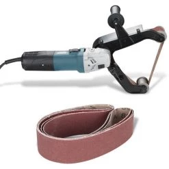 SWANEW Ponceuse à Bande Ponceuse à Bande Acier De Polissage Travail Efficace Meuleuse De Tuyau Polisseuse - Bleu