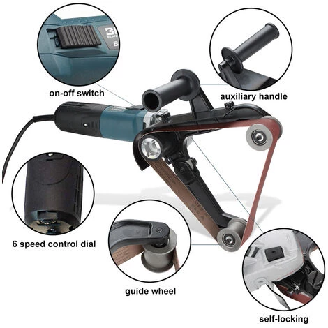 SWANEW Ponceuse à Bande Ponceuse à Bande Acier De Polissage Travail Efficace Meuleuse De Tuyau Polisseuse - Bleu 7 SWANEW Ponceuse à Bande Ponceuse à Bande Acier De Polissage Travail Efficace Meuleuse De Tuyau Polisseuse - Bleu – Image 5