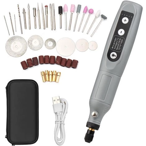 HAPPYSHOPPING Mini Meuleuse électrique à Vitesse Réglable Stylo De Sculpture électrique Portable Mini Polisseuse Rechargeable Par USB Stylo De Sculpture Et De Coupe électrique ,Gris 3 HAPPYSHOPPING Mini Meuleuse électrique à Vitesse Réglable Stylo De Sculpture électrique Portable Mini Polisseuse Rechargeable Par USB Stylo De Sculpture Et De Coupe électrique ,Gris