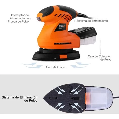 PEDY Ponceuse, 130W Avec 20 Pcs. Papiers Abrasifs, Patin De Ponçage Rotatif à 360°, 12 000 Tr/min Avec Système De Dépoussiérage Efficace, Pour Le Bricolage 5 PEDY Ponceuse, 130W Avec 20 Pcs. Papiers Abrasifs, Patin De Ponçage Rotatif à 360°, 12 000 Tr/min Avec Système De Dépoussiérage Efficace, Pour Le Bricolage – Image 3