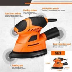 PEDY 12000 OPM Ponceuse électrique Avec 20 Papiers Abrasifs,pour Le Ponçage D'espaces Restreints Dans La Décoration De La Maison, Bricolage - PMS04A