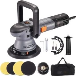 GIZCAM Polisseuse Voiture, Polisseuse Excentrique Polisseuse Orbitale 6400tr/min, 150mm/125mm Plaque D'appui, 6 Vitesse Variable Ponceuse, Pour Le Polissage, Cirage, Ponçage