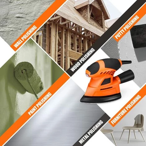 GIZCAM 12000 OPM Ponceuse électrique Avec 20 Papiers Abrasifs,pour Le Ponçage D'espaces Restreints Dans La Décoration De La Maison, Bricolage - PMS04A 6 GIZCAM 12000 OPM Ponceuse électrique Avec 20 Papiers Abrasifs,pour Le Ponçage D'espaces Restreints Dans La Décoration De La Maison, Bricolage - PMS04A – Image 4