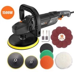 TODOT Polisseuse, Machine à Polir 1500W, Polisseuse Voiture 180/150 MM Tampon De Polissage, 6 Vitesse Variable Avec Affichage à Écran De LCD, Soft-Start, Poignée En D Et Poignée Latérale -PPGJ01A