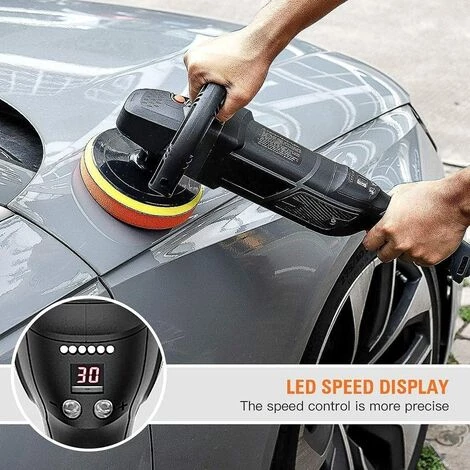 TODOT Polisseuse, Machine à Polir 1500W, Polisseuse Voiture 180/150 MM Tampon De Polissage, 6 Vitesse Variable Avec Affichage à Écran De LCD, Soft-Start, Poignée En D Et Poignée Latérale -PPGJ01A 7 TODOT Polisseuse, Machine à Polir 1500W, Polisseuse Voiture 180/150 MM Tampon De Polissage, 6 Vitesse Variable Avec Affichage à Écran De LCD, Soft-Start, Poignée En D Et Poignée Latérale -PPGJ01A – Image 5