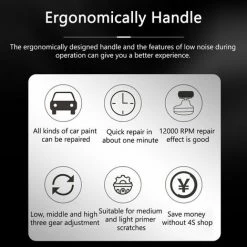 QERSTA Machine De Polissage De Voiture Portable électrique Pour Polissage De Voiture Avec 4 Types De Tampons De Polissage Longueur De Câble De 5 M, 12 000 Tr/min 12 V Noir -Ponceuse et polisseuse Soldes 67963040 5