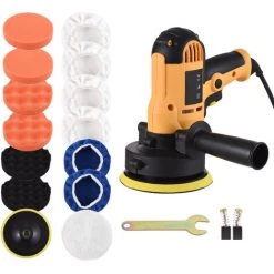 ASUPERMALL Kit De Polissage De Voiture électrique De 5 Pouces 700W Auto Buffer 600-3700RPM Machine De Polissage Variable Avec Poignée Auxiliaire éponge De Laine Bonnet Outil Rotatif, Jaune -Ponceuse et polisseuse Soldes 68312869 2