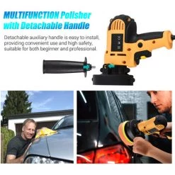 ASUPERMALL Kit De Polissage De Voiture électrique De 5 Pouces 700W Auto Buffer 600-3700RPM Machine De Polissage Variable Avec Poignée Auxiliaire éponge De Laine Bonnet Outil Rotatif, Jaune -Ponceuse et polisseuse Soldes 68312869 4
