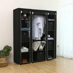 NOVA 12 étagères Armoire En Tissu Avec Vente Aux Enchères à 3 Notes Avec Roues Couleur : NOIR -Ponceuse et polisseuse Soldes 68563882 4