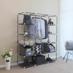 NOVA 12 étagères Armoire En Tissu Avec Vente Aux Enchères à 3 Notes Avec Roues Couleur : NOIR -Ponceuse et polisseuse Soldes 68563882 5
