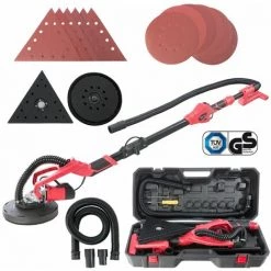 AREBOS Ponceuse Girafe | Ø 225 Mm | Barre Télescopique | Tête Pivotante (Double Pad)