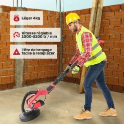 AREBOS Ponceuse Girafe | Ø 225 Mm | Barre Télescopique | Tête Pivotante (Double Pad) -Ponceuse et polisseuse Soldes 7557587 4