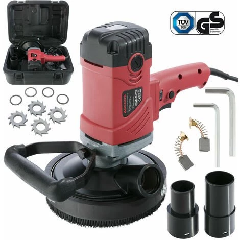 AREBOS Ponceuse à Beton Rabot | Fraiseuse A Beton | 1500 W | Avec Les Accessoires | Réglable En Hauteur - Rouge 2 AREBOS Ponceuse à Beton Rabot | Fraiseuse A Beton | 1500 W | Avec Les Accessoires | Réglable En Hauteur - Rouge