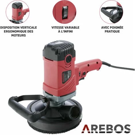 AREBOS Ponceuse à Beton Rabot | Fraiseuse A Beton | 1500 W | Avec Les Accessoires | Réglable En Hauteur - Rouge 5 AREBOS Ponceuse à Beton Rabot | Fraiseuse A Beton | 1500 W | Avec Les Accessoires | Réglable En Hauteur - Rouge – Image 4