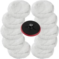 TECTAKE 10 Peaux De Polissage + Disque De Polissage 180 Mm Polisseuse Rotative - Blanc