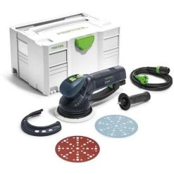 Festool RO 150 FEQ-Plus ROTEX Ponceuse Roto-excentrique 720 W Avec Boîtier Systainer + Patin De Ponçage MPE + 50x Abrasifs Rubin P60 -Ponceuse et polisseuse Soldes 9498521 2